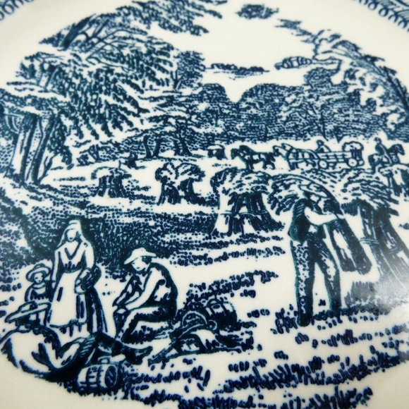 VTG Royal China Currier & Ives Blue Transferware bread & butter plate 6.5" - Picture 2 of 4